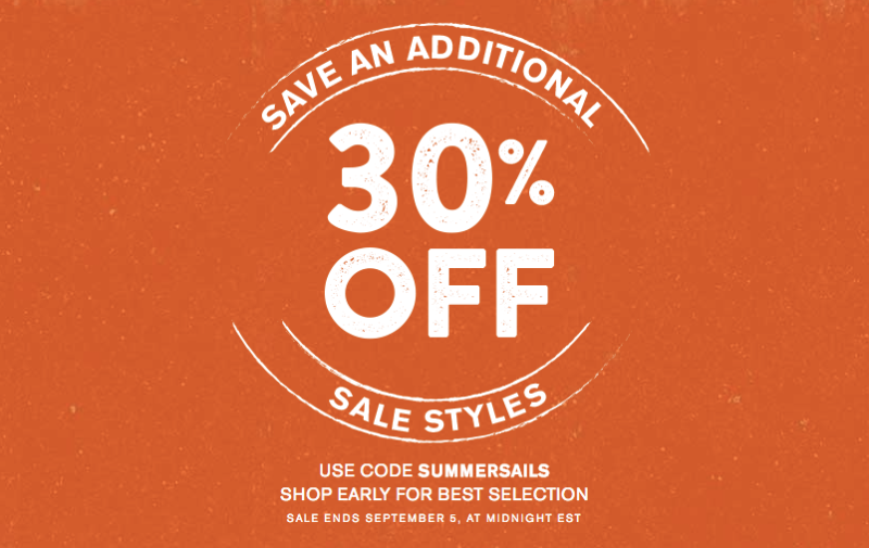 Extra 30% off sale styles with code SUMMERSAILS